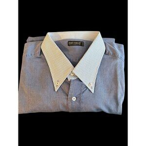 Napolean Italy Mens Denim Long Slv Shirt NEW 100% Cotton Pin Stripe Collar Cuffs